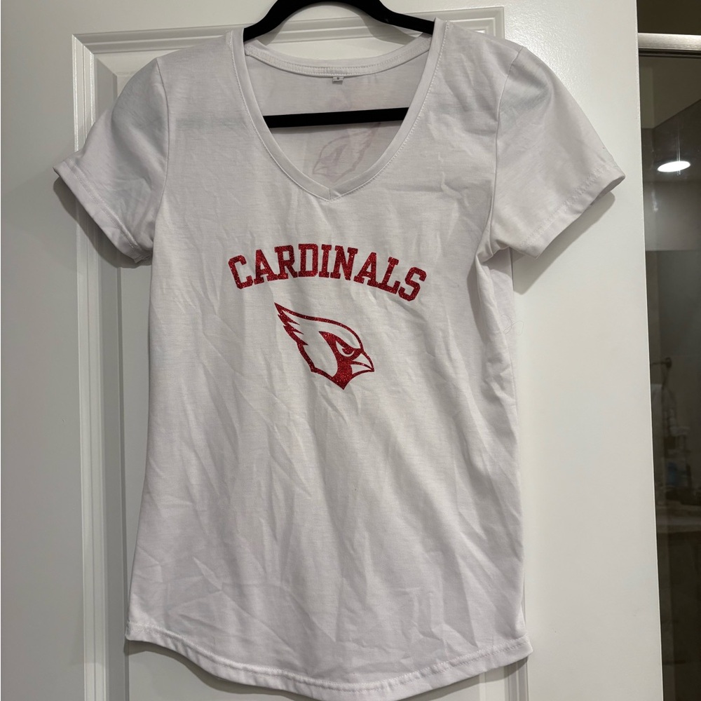 White Arizona Cardinals Women's V-Neck T-Shirt